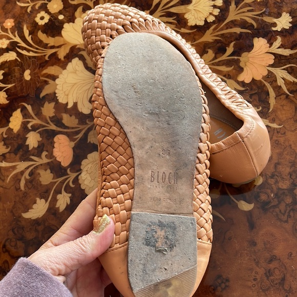 BLOCH ballet chic peach woven leather flats sz5.5 sz36 - Picture 2 of 7